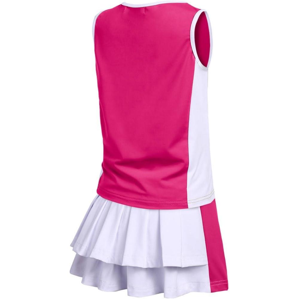 imageZaclotre Girls Tennis Golf Dress Outfit Sleeveless Tank Top and Skorts Sets Sport Skirt with ShortsHot Pink