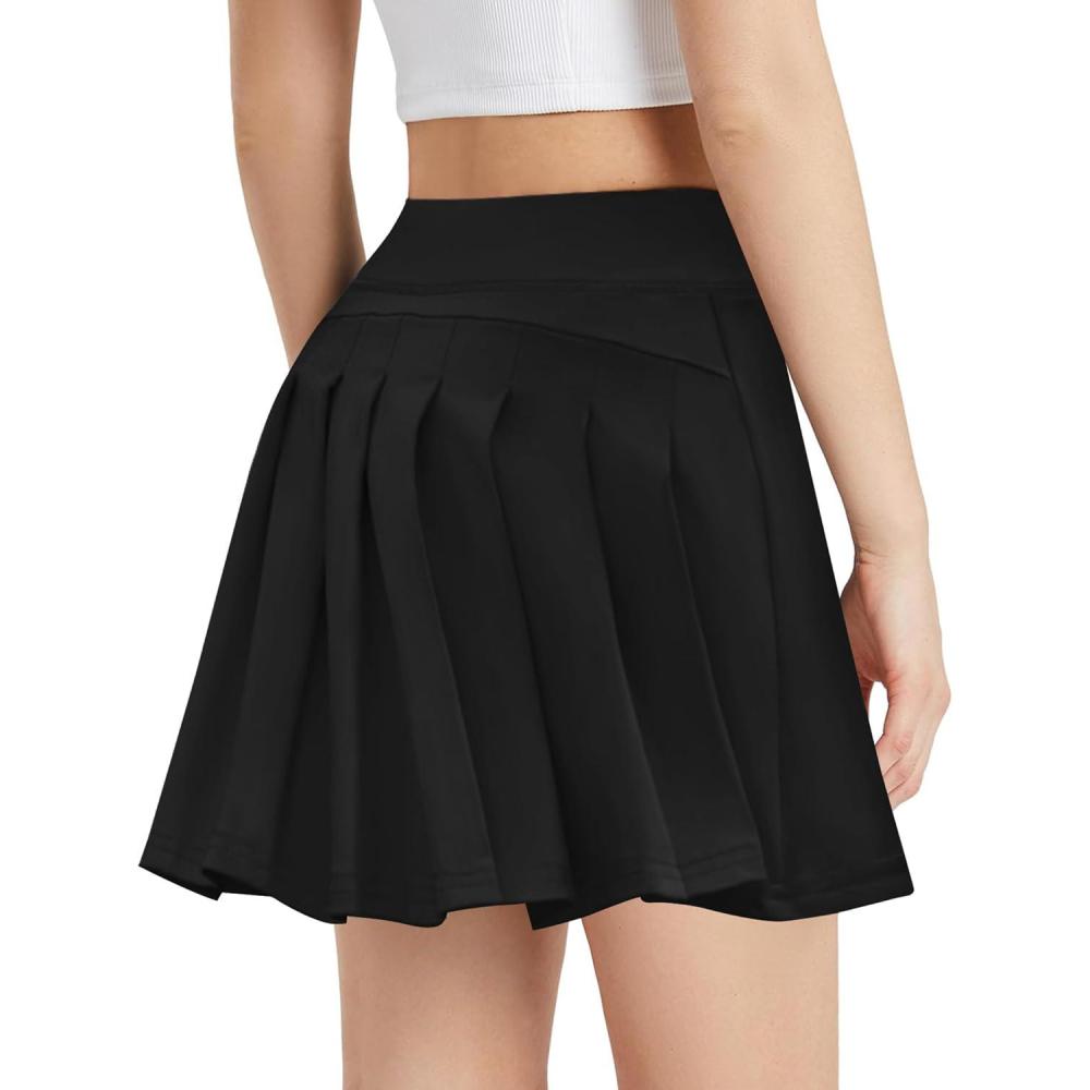 imageZaclotre Girls Tennis Skirt with Shorts Pleated Back Kids Golf Skort Workout Running Sports Athletic Skirt with PocketsBlack