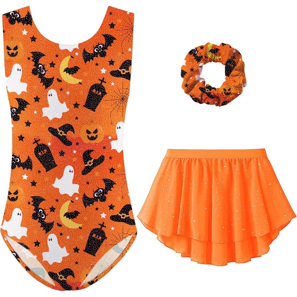 imageZaclotre Gymnastics Leotards for Girls Sparkly Sleeveless Ballet Dance Dress Outfit Combo with Removable SkirtHalloween