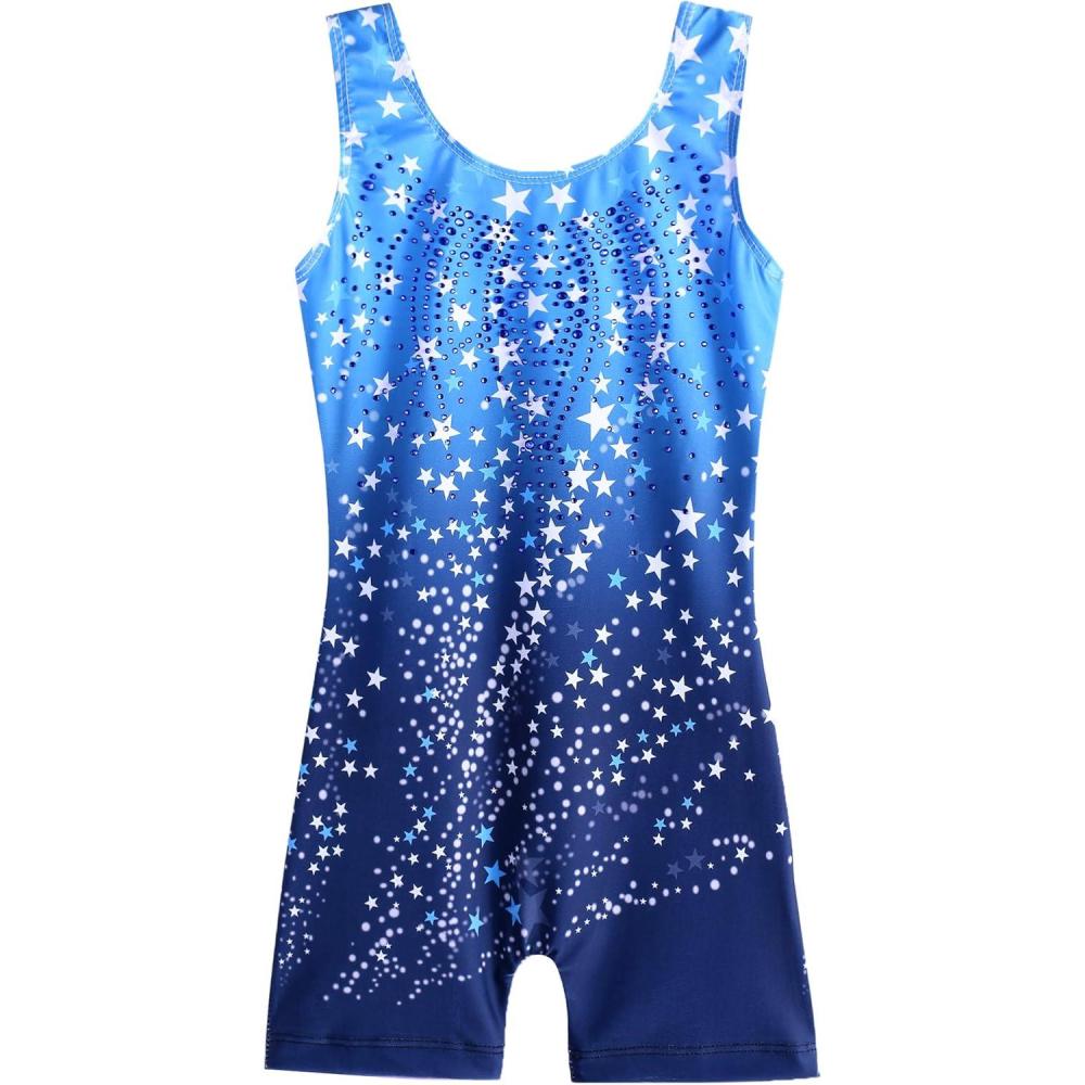 imageZaclotre Kid Girls Gymnastic Leotard Sparkly Shiny Diamond Ballet Dance One Piece OutfitBlue Star
