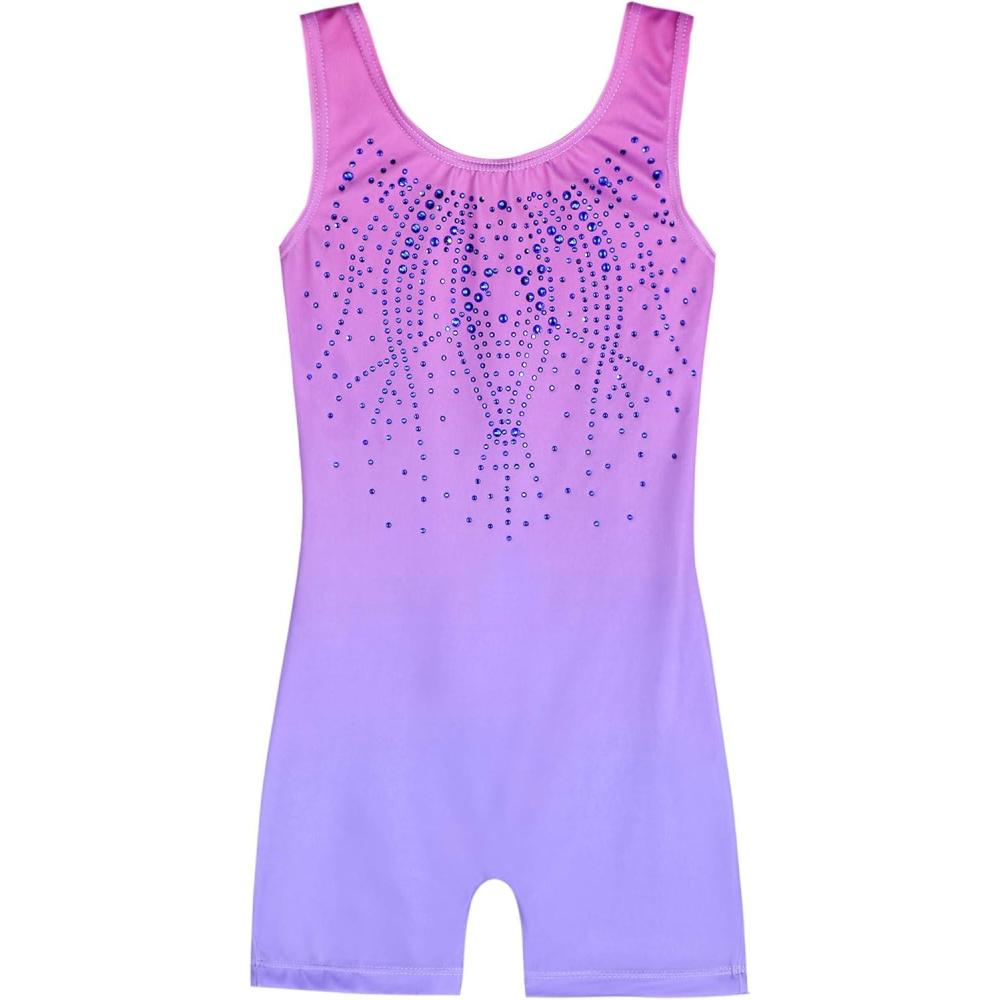 imageZaclotre Kid Girls Gymnastic Leotard Sparkly Shiny Diamond Ballet Dance One Piece OutfitPink Purple