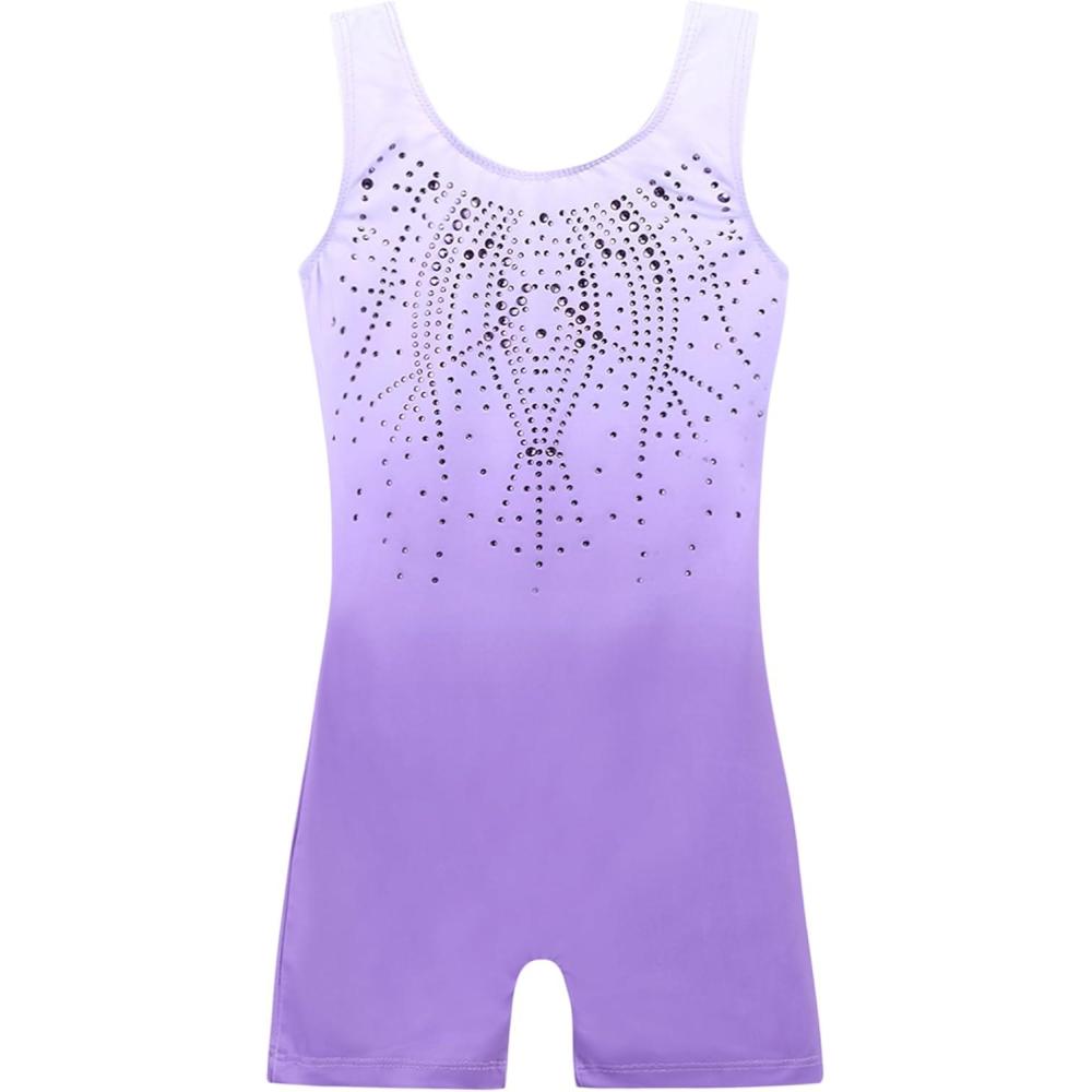 imageZaclotre Kid Girls Gymnastic Leotard Sparkly Shiny Diamond Ballet Dance One Piece OutfitShiny Lilac