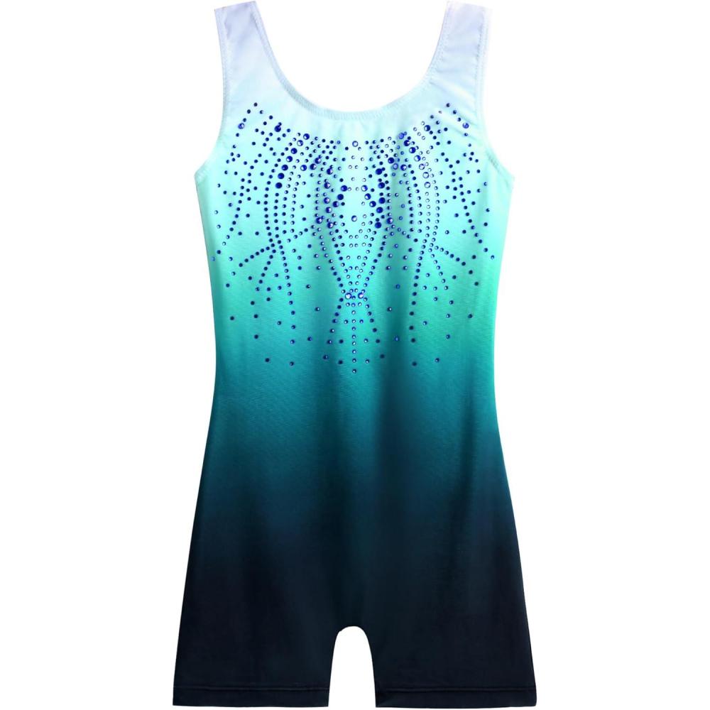 imageZaclotre Kid Girls Gymnastic Leotard Sparkly Shiny Diamond Ballet Dance One Piece OutfitShiny Teal
