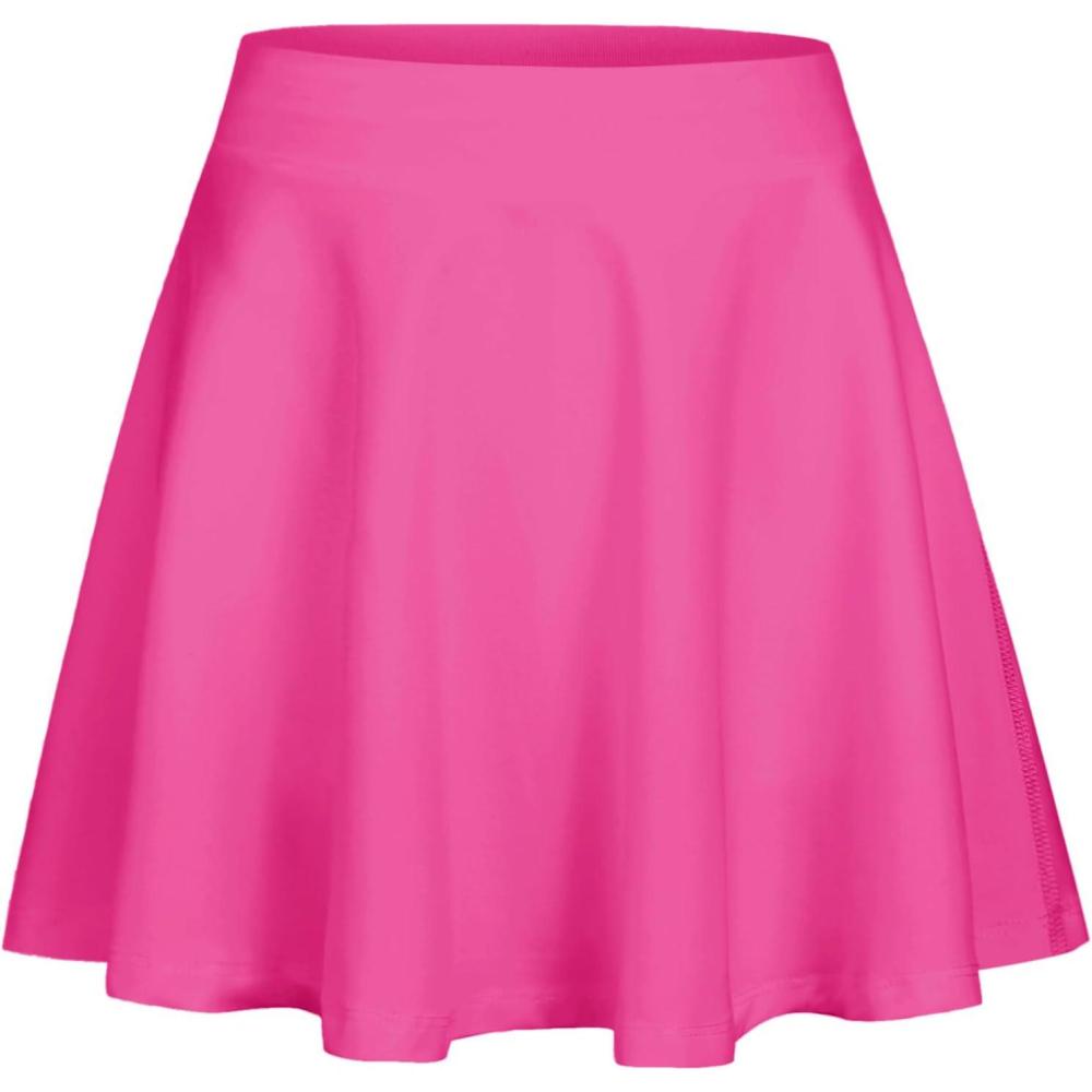 imageZaclotre Skorts Skirts for Girls Elastic High Waisted Tennis Skirt with 2 Pockets Athletic Golf Workout Sports ShortsRose Red