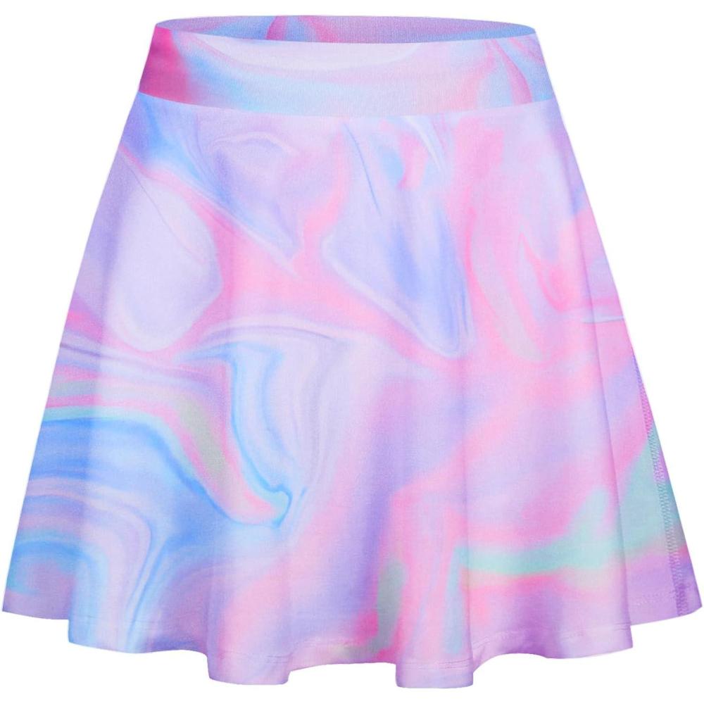 imageZaclotre Skorts Skirts for Girls Elastic High Waisted Tennis Skirt with 2 Pockets Athletic Golf Workout Sports ShortsTie Dye