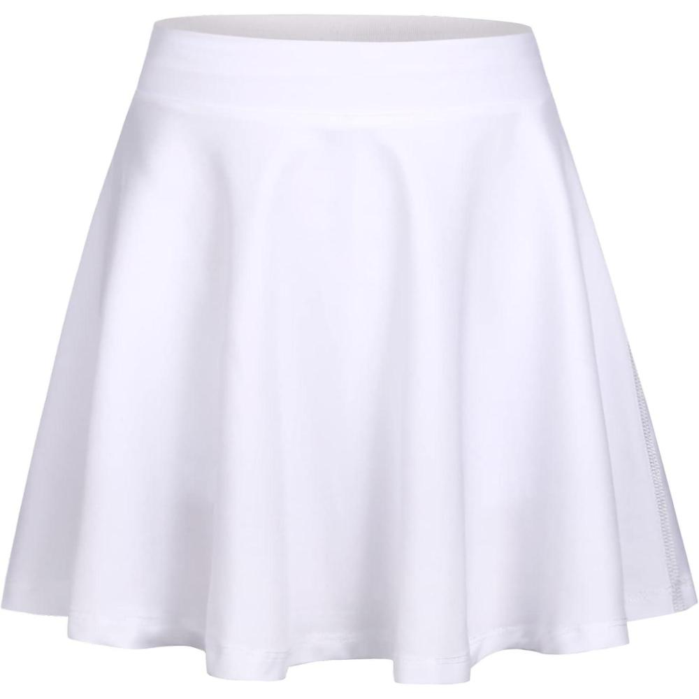 imageZaclotre Skorts Skirts for Girls Elastic High Waisted Tennis Skirt with 2 Pockets Athletic Golf Workout Sports ShortsWhite