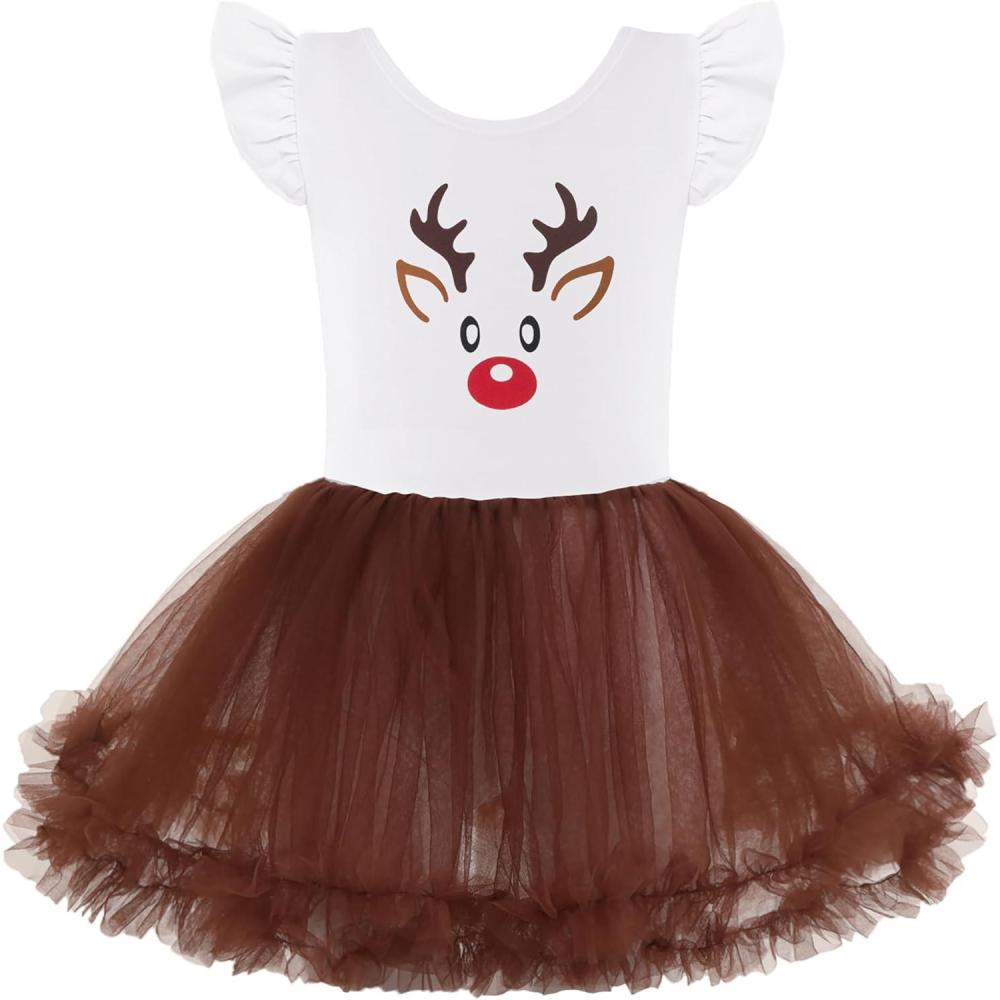 imageZaclotre Tutu Dance Dresses for Girls Ruffle Sleeve CrissCross Back Ballet Leotards Toddler Ballerina CostumeChristmas