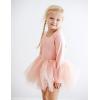 Zaclotre Girls Ballet Leotards 4-Layers Tiered Long Sleeve Dance Tutu Dresses Party Costumes for Ballerina(Ballet Pink)