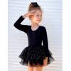 Zaclotre Girls Ballet Leotards 4-Layers Tiered Long Sleeve Dance Tutu Dresses Party Costumes for Ballerina(Black)