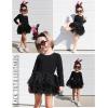 Zaclotre Girls Ballet Leotards 4-Layers Tiered Long Sleeve Dance Tutu Dresses Party Costumes for Ballerina(Black)