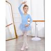 Zaclotre Girls Ballet Leotards 4-Layers Tiered Long Sleeve Dance Tutu Dresses Party Costumes for Ballerina(Blue)
