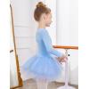 Zaclotre Girls Ballet Leotards 4-Layers Tiered Long Sleeve Dance Tutu Dresses Party Costumes for Ballerina(Blue)