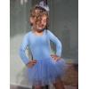 Zaclotre Girls Ballet Leotards 4-Layers Tiered Long Sleeve Dance Tutu Dresses Party Costumes for Ballerina(Blue)