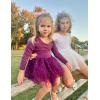 Zaclotre Girls Ballet Leotards 4-Layers Tiered Long Sleeve Dance Tutu Dresses Party Costumes for Ballerina(Dark Purple)