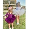 Zaclotre Girls Ballet Leotards 4-Layers Tiered Long Sleeve Dance Tutu Dresses Party Costumes for Ballerina(Dark Purple)
