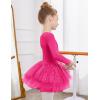 Zaclotre Girls Ballet Leotards 4-Layers Tiered Long Sleeve Dance Tutu Dresses Party Costumes for Ballerina(Hot Pink)
