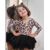 Zaclotre Girls Ballet Leotards 4-Layers Tiered Long Sleeve Dance Tutu Dresses Party Costumes for Ballerina(Leopard Black)