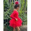 Zaclotre Girls Ballet Leotards 4-Layers Tiered Long Sleeve Dance Tutu Dresses Party Costumes for Ballerina(Red)
