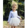 Zaclotre Girls Ballet Leotards 4-Layers Tiered Long Sleeve Dance Tutu Dresses Party Costumes for Ballerina(White)