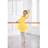 Zaclotre Girls Ballet Leotards 4-Layers Tiered Long Sleeve Dance Tutu Dresses Party Costumes for Ballerina(Yellow)