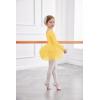 Zaclotre Girls Ballet Leotards 4-Layers Tiered Long Sleeve Dance Tutu Dresses Party Costumes for Ballerina(Yellow)