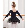 Zaclotre Girls Ballet Leotards with Irregular 2-Layer Skirts Long Sleeve Dance Dress Toddler Ballerina Outfits(Black)