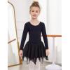 Zaclotre Girls Ballet Leotards with Irregular 2-Layer Skirts Long Sleeve Dance Dress Toddler Ballerina Outfits(Black)