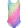 Zaclotre Kid Girls Gymnastic Leotard Sparkly Diamond Color Gradient Ballet Dance One Piece Outfit(Rainbow)
