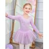Zaclotre Kid Girls Long Sleeve Leotards Ballet Dance Sparkly Tutu Dress Ballerina Outfits(Lilac)