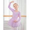 Zaclotre Kid Girls Long Sleeve Leotards Ballet Dance Sparkly Tutu Dress Ballerina Outfits(Lilac)