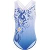 Zaclotre Ballet Leotard for Girls Crisscross Straps Gymnastic Outfits Hollow Back Dance Leotards(Blue Flower)