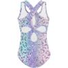 Zaclotre Ballet Leotards for Girls Hollow Back Sleeveless Dance Outfits Gymnastics Leotard Tank Bodysuit(Purple Leopard)