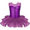 Zaclotre Ballet Leotards for Girls Toddler Sequin Sleevesless Mesh Tutu Dress Ballerina Dance Outfits(Dark Purple)