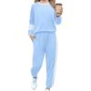 Zaclotre Girls 2 Piece Outfit Fall Long Sleeve Sweatshirt and Jogger Pants with Pockets Kids Tracksuit Sweatsuit Set(Light Blue)