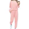 Zaclotre Girls 2 Piece Outfit Fall Long Sleeve Sweatshirt and Jogger Pants with Pockets Kids Tracksuit Sweatsuit Set(Light Pink)
