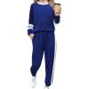 Zaclotre Girls 2 Piece Outfit Fall Long Sleeve Sweatshirt and Jogger Pants with Pockets Kids Tracksuit Sweatsuit Set(Navy Blue)