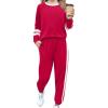 Zaclotre Girls 2 Piece Outfit Fall Long Sleeve Sweatshirt and Jogger Pants with Pockets Kids Tracksuit Sweatsuit Set(Red)