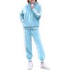 Zaclotre Girls 2 Piece Outfits Velour Tracksuit Zip Up Sweatshirt and Jogger Sweatpants Fall Winter Sweatsuits Set(Light Blue)