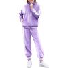 Zaclotre Girls 2 Piece Outfits Velour Tracksuit Zip Up Sweatshirt and Jogger Sweatpants Fall Winter Sweatsuits Set(Purple)