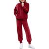 Zaclotre Girls 2 Piece Outfits Velour Tracksuit Zip Up Sweatshirt and Jogger Sweatpants Fall Winter Sweatsuits Set(Red)