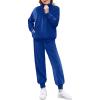 Zaclotre Girls 2 Piece Outfits Velour Tracksuit Zip Up Sweatshirt and Jogger Sweatpants Fall Winter Sweatsuits Set(Royal Blue)