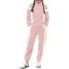 Zaclotre Girl’s 2 Piece Outfits Zip Up Sweatsuit Contrast Striped Sweatshirt Sweatpant Sets Jogging Track Suit(Light Pink)