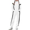 Zaclotre Girl’s 2 Piece Outfits Zip Up Sweatsuit Contrast Striped Sweatshirt Sweatpant Sets Jogging Track Suit(White)