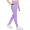 Zaclotre Girls Athletic Leggings with 4 Pockets High Waist Tights Kids Workout Yoga Pants for Running Dance(Lilac)