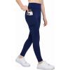 Zaclotre Girls Athletic Leggings with 4 Pockets High Waist Tights Kids Workout Yoga Pants for Running Dance(Navy Blue)
