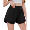 Zaclotre Girls Athletic Shorts with Pockets Crossover Triple Layered 2 in 1 Kids Sport Cheer Workout Running Shorts(Black)