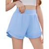 Zaclotre Girls Athletic Shorts with Pockets Crossover Triple Layered 2 in 1 Kids Sport Cheer Workout Running Shorts(Blue)