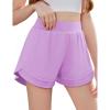 Zaclotre Girls Athletic Shorts with Pockets Crossover Triple Layered 2 in 1 Kids Sport Cheer Workout Running Shorts(Lavender)