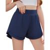 Zaclotre Girls Athletic Shorts with Pockets Crossover Triple Layered 2 in 1 Kids Sport Cheer Workout Running Shorts(Navy Blue)