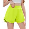 Zaclotre Girls Athletic Shorts with Pockets Crossover Triple Layered 2 in 1 Kids Sport Cheer Workout Running Shorts(Neon Green)